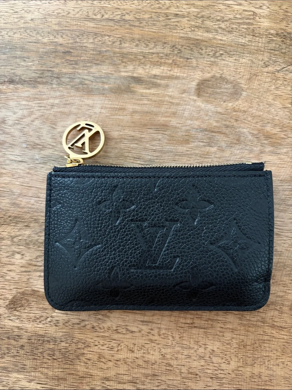Authentic Louis Vuitton Empreinte Monogram Zipped Romy Card Holder Black - Picture 2 of 7
